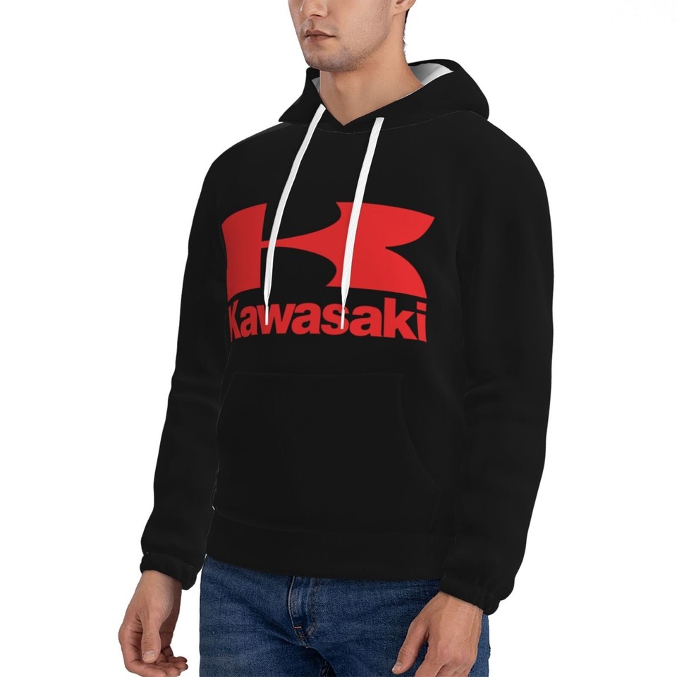 Kawasaki Logo Printed Sports Fashion Men's Hooded Casual Long Sleeve