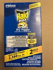 SC Johnson Raid Max No Mess Dry Fogger Roaches Bugs Ants Beetles 0.85 oz 2-Pack