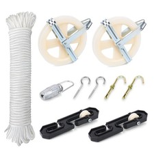 Outdoor Clothesline Kit,Clothes line Pulley Kit,5 Nylon Clothesline Pulley