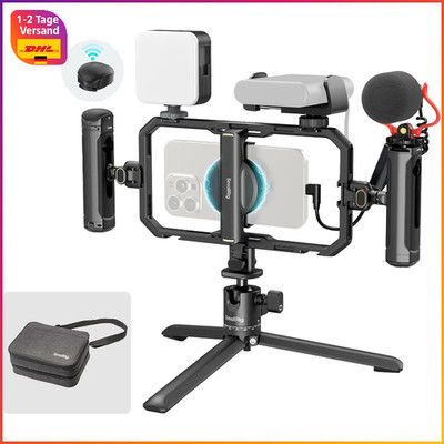 Smartphone Video Rig Kit Pro mit LED-Licht Mikrofon QR-Stativ für iPhone