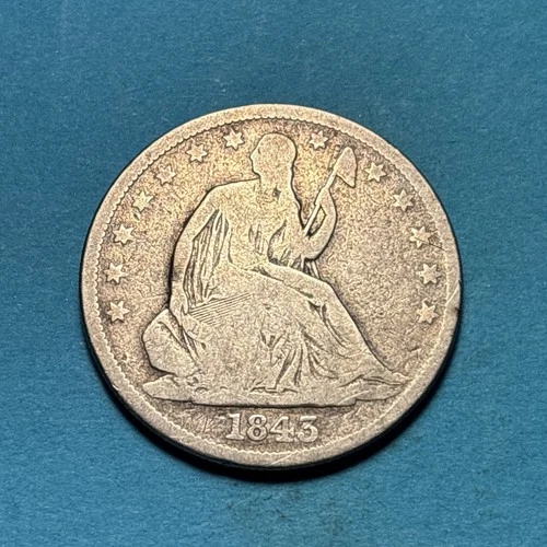(1) Beautiful Antique 1843-P Seated Liberty Half Dollar CHOICE G-GOOD NICE FILL