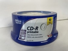 Factory Sealed New Office Depot 30 Pack CD-R Printable 52x 700mb 80min
