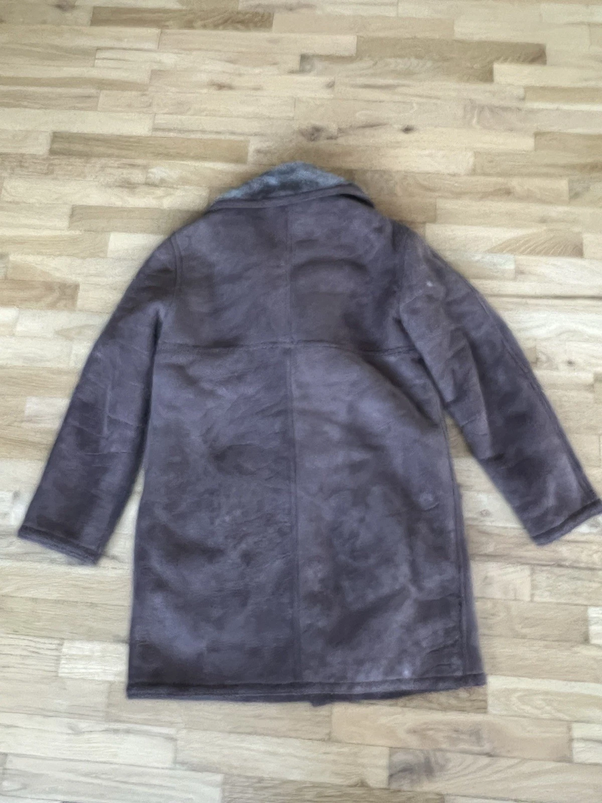Vintage Norm Thompson Sheepskin Shearling Leather Coat 36 Large Brown Jacket image 2