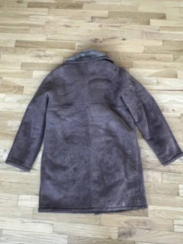 Vintage Norm Thompson Sheepskin Shearling Leather Coat 36 Large Brown Jacket image 2