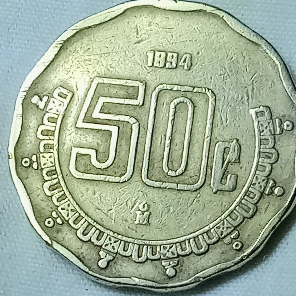 MEXICO 50 Cents error 1894/1994 DATE ERROR Aluminum bronze - Image 3 of 4
