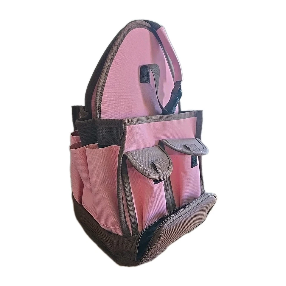 Craft искусства хранения / органайзер сумка с короткими ручками розовый коричневый холст много карманов - Изображение 4 из 4