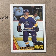 1987-88 O-Pee-Chee Hockey #42 Luc Robitaille Los Angeles Kings Rookie Card HOF. rookie card picture