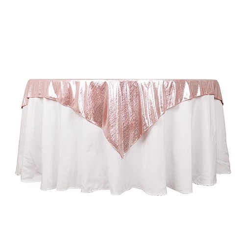 72" x 72" ROSE GOLD Polyester Square TABLE OVERLAY Glitter Sequin Dots Party - Picture 2 of 8