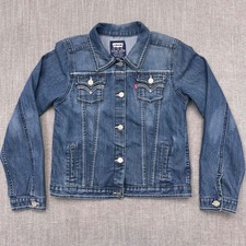 Levi's Girls Denim Trucker Jacket Blue Medium Wash Stretch XL 13-15 Yrs 3732-588