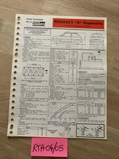 Automobile Technical Sheet Renault 5 Supercinq L GL TL GTL Edition 1985 RTA