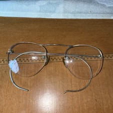 VINTAGE ANTIQUE SHURON Tests 14K Plated GOLD Semi rimless Wire EYEGLASSES