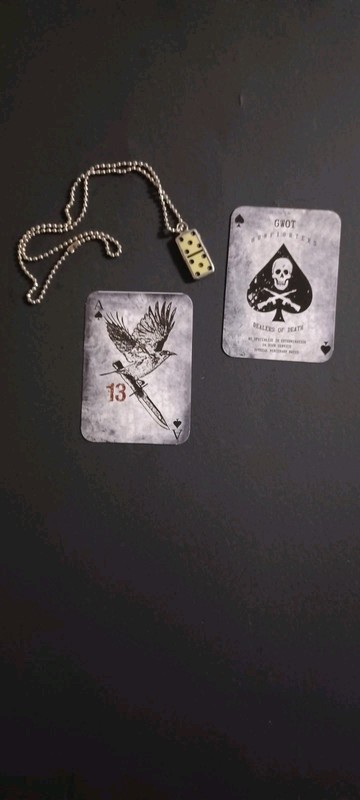 VIETNAM DEATH CARDS! DOUBLE SIDED/ NECKLACE.DEALERS OF DEATH. 1 CARD.ID 11