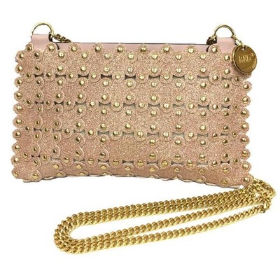 RED Valentino Rosa Beige Leder Kette Schultertasche Crossbody Handtasche Gebr...
