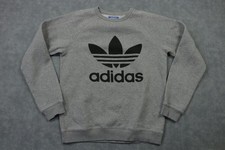 Adidas Sweatshirt Mens S Gray Crewneck Fleece Pullover Trefoil Logo Graphic