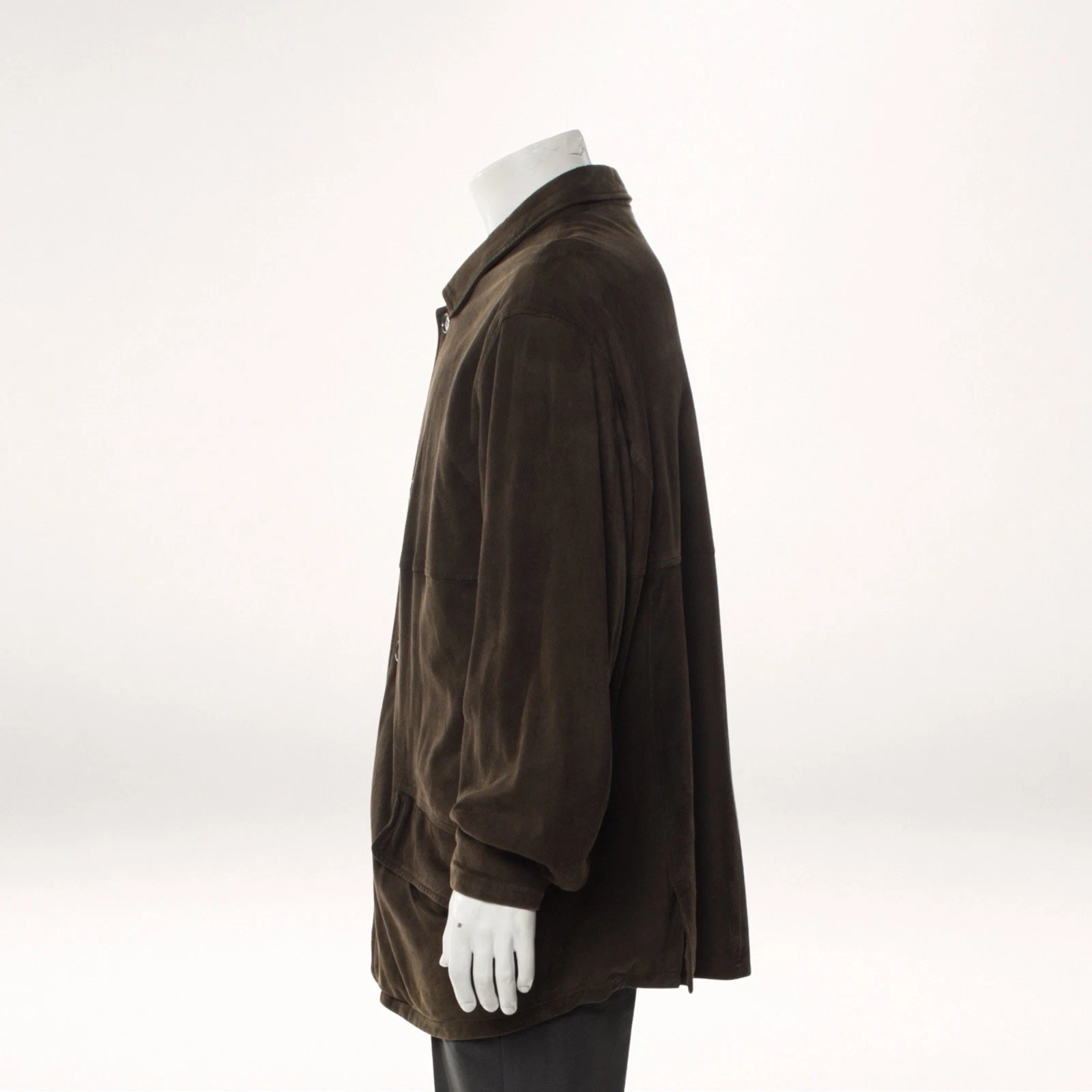 Vintage 90s Giorgio Armani Le Collezioni Brown Suede Leather Jacket Coat 44 image 8