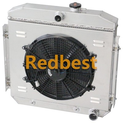 3 Row All Alu Radiator+Shroud 14''Fan For 1955-56 Chevy Bel Air/ Nomad/Del Ray l6