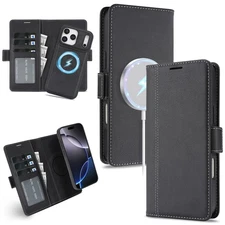 For iPhone 17 Pro Max Air 16 15 14 13 12 Mag Safe Detachable Flip Wallet Case