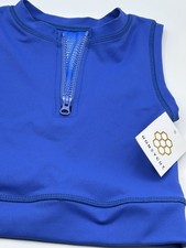Honeycut Pop Top Girls XXS Sapphire Blue NWT Mesh Back Crop Dance Top w/ Zipper