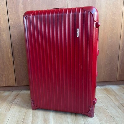 RIMOWA 63L 2 Wheel Suitcase Red Carry Case Travel Luggage Used