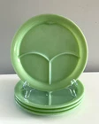 Set/4 Fire King Jadeite Divided Plates w/ Tab Vintage Oven Ware Restaurant Grill