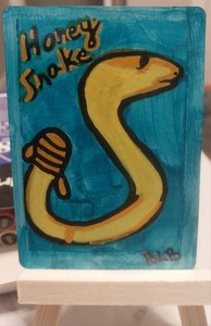 aceo art card original signed 2.5x3.5 honey snake BryannaLB