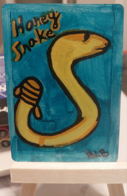 aceo art card original signed 2.5x3.5 honey snake BryannaLB