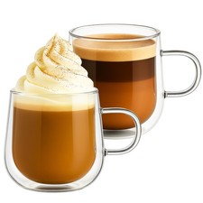 Double Walled Glass Coffee Cups 275ml Set of 2 Coffee Cups