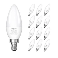 12 Pack LED Candelabra B11 C37 Bulb 5W 40W Replacement E12 Base 120V 2700K Warm
