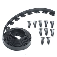 Landscape L-shaped Lawn Garden Edging Kit 40FT Flexible Border Paver & 50 Stakes