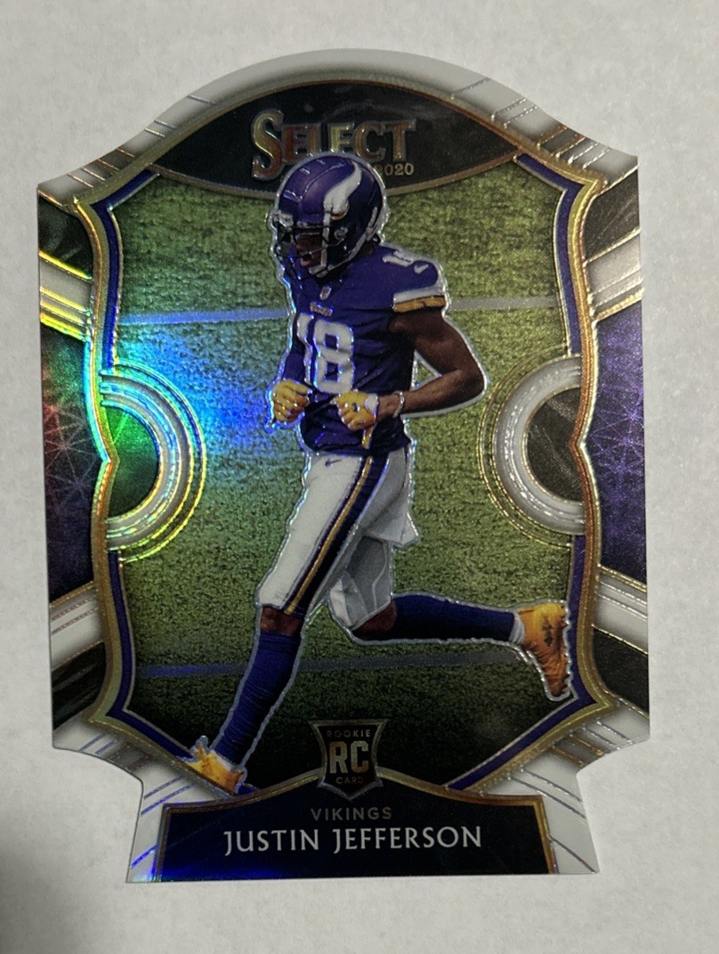 2020 Panini Select Concourse White Prizm Die-Cut Justin Jefferson #61 Rookie RC