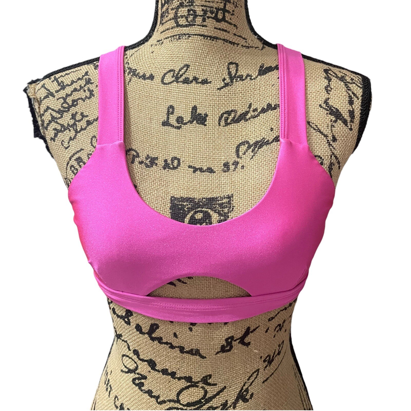 BOMBSHELL Sportswear Glow Sports Bra Neon Pink Black Size Small NEW