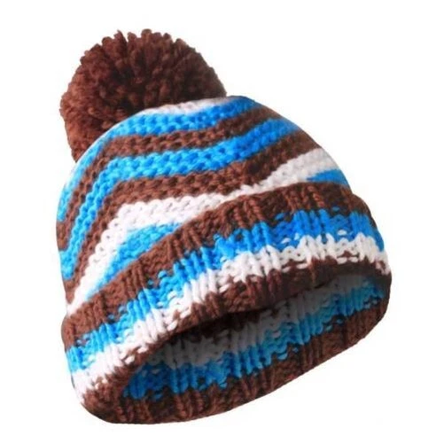 Masterdis Kma Pompom Zig Zag Beanie 8 Colors Beanie Hat Wool Wool Cap