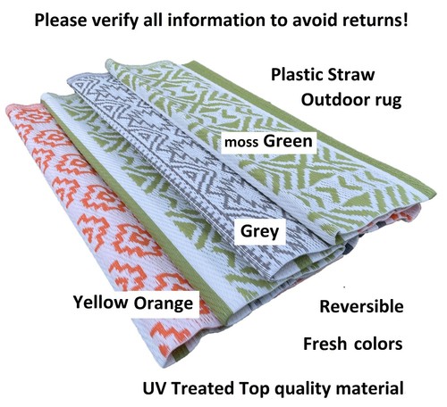 B-USA Plastic Straw Rugs Outdoor Patio Rv Camper Mat Durable However Color Fades - Picture 5 of 16