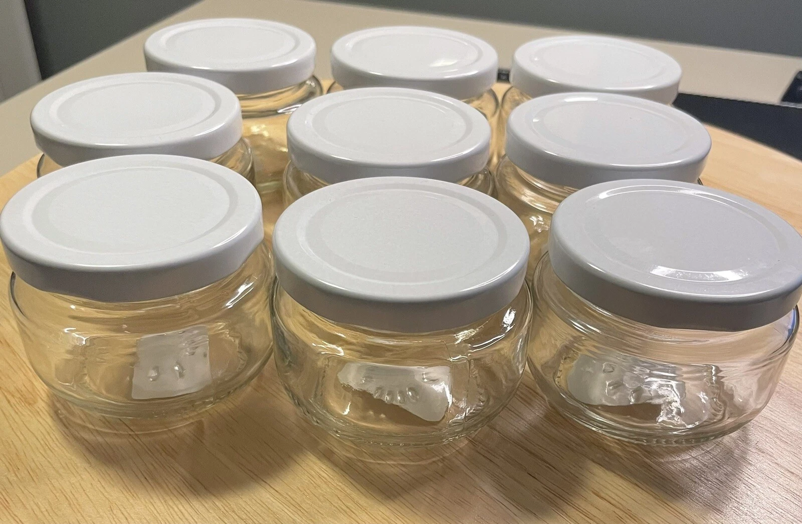 8 Pack 4oz Glass Jars with white Lids