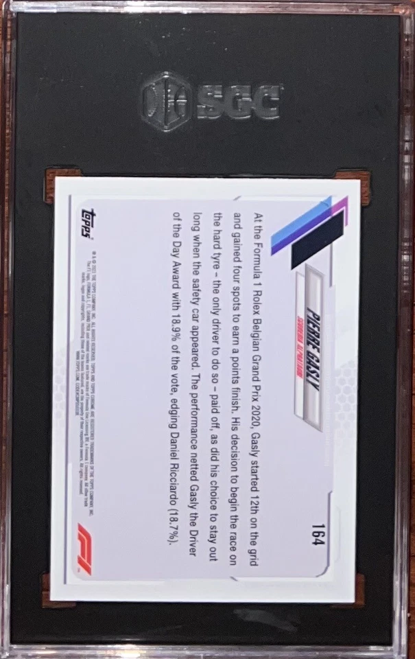 2021 Topps Chrome Formula 1 Sapphire #164 Pierre Gasly SGC 10 POP 1 - Image 2 of 2