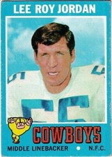 Lee Roy Jordan Dallas Cowboys 1971 Topps card #31 about VgEx condition