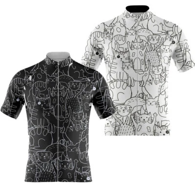 Schwarz Weiss Radtrikot Herren Kurzarm Fahrradtrikot MTB Rennrad Trikot Radshirt - Bild 1 von 4