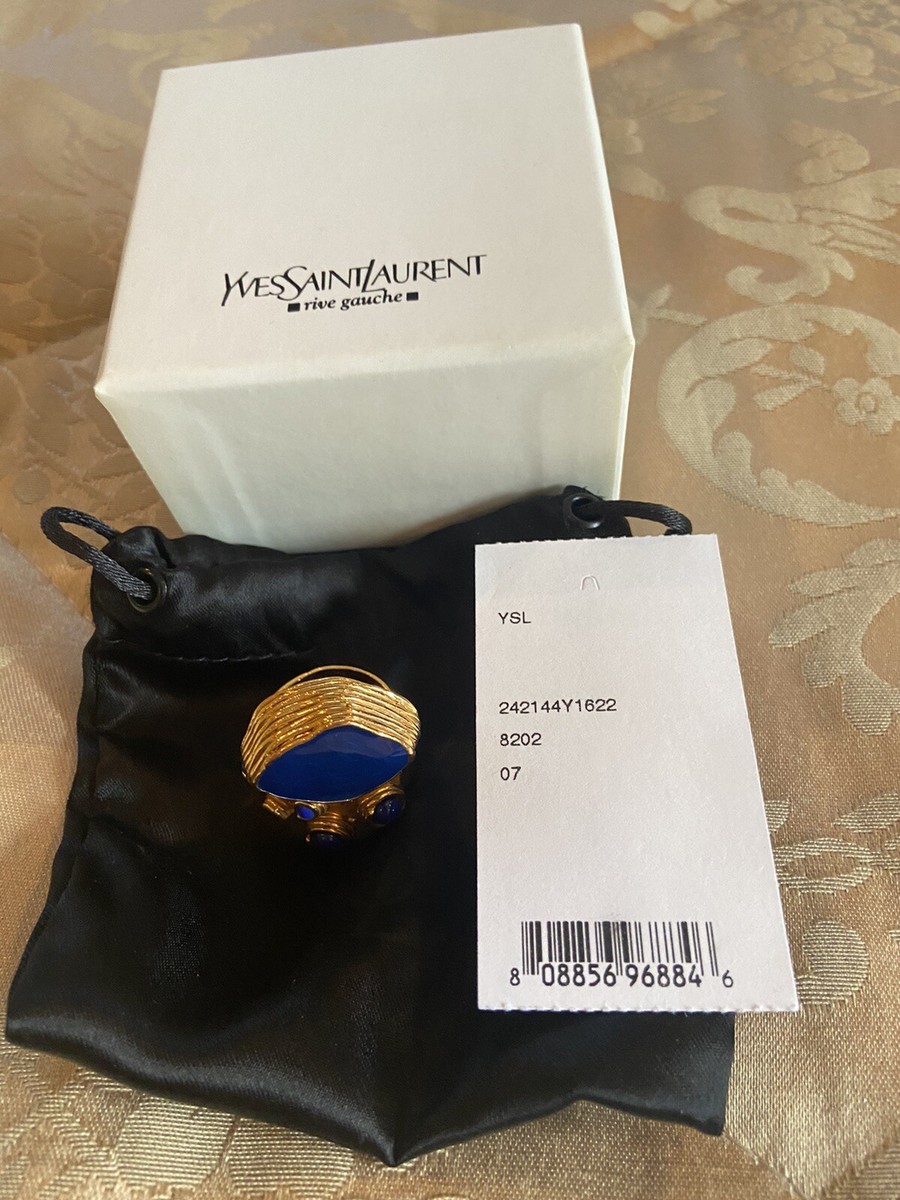 Vintage Yves saint laurent YSL blue gold enamel cabochon Vintage Yves saint laurent YSL blue gold enamel cabochon