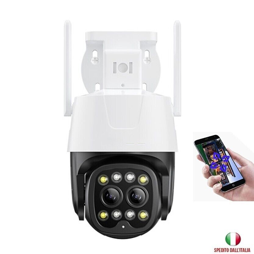 TELECAMERA IP CAM WIFI 1080P CAMERA DOME LED IR LUCE BIANCA WIRELESS ESTERNO PTZ