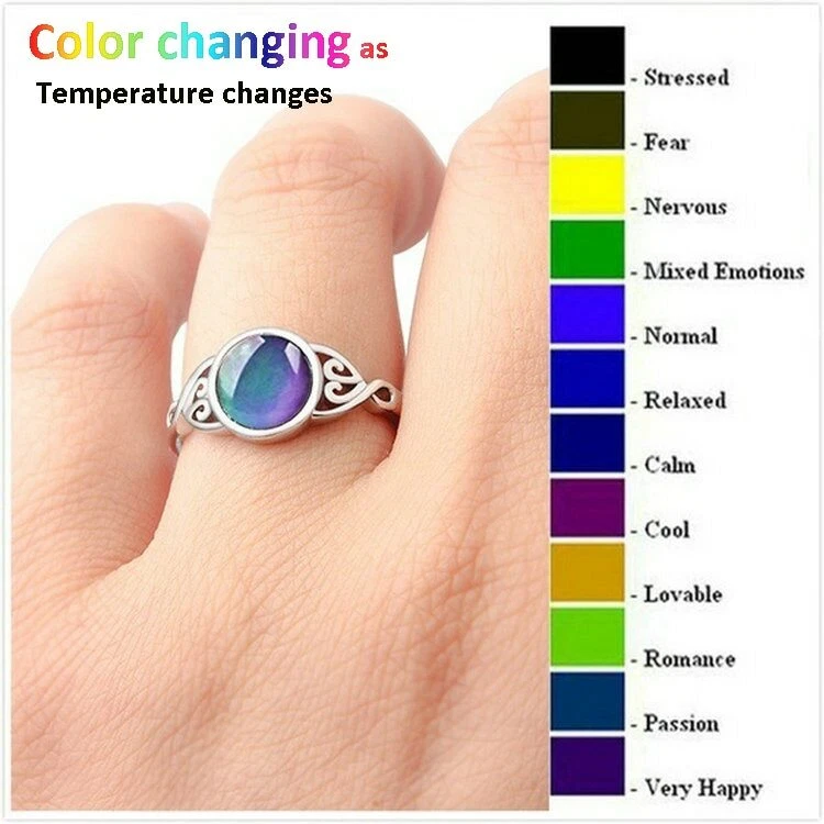 Mood Ring, Antique Silver Plated Finish, Adjustable Cocktail Statement  Wedding or Sorority Gift, Mood Jewelry, Color Changing Rings - Etsy