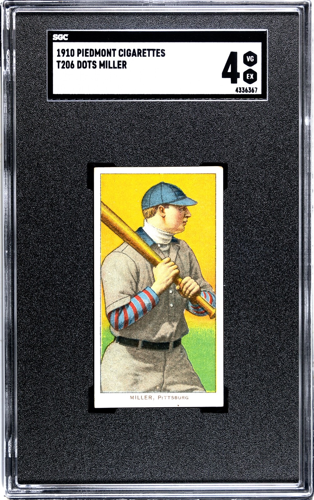 1910 Piedmont T206 Dots Miller SGC 4 SN: 4336367 (#086)
