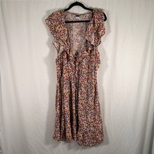 Old Navy Knee Length Dress Women's 2X Floral Sleeveless Tie Waist Stretchy