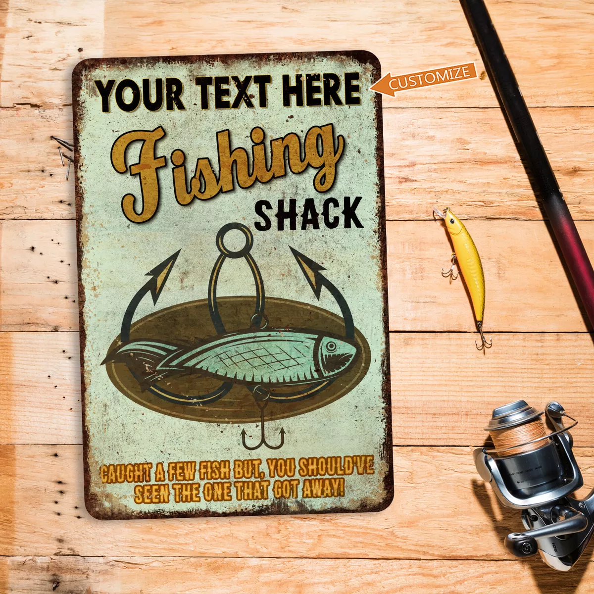 Fishing Shack Sign Bait Tackle Man Cave Lodge Lake House Decor