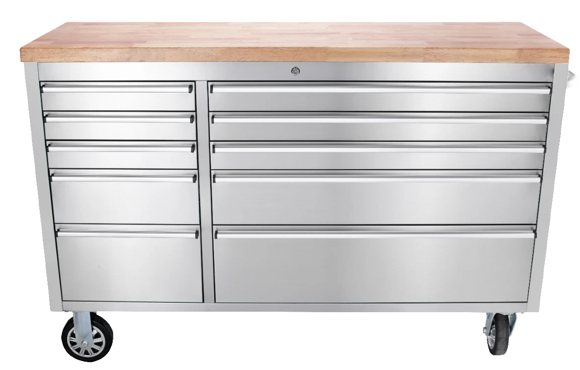 Stainless Steel 55 Inch Tool Chest with 10 Drawers