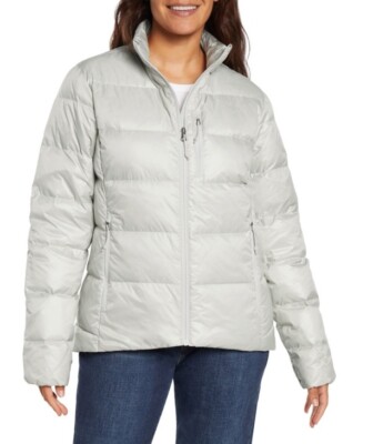 Eddie Bauer Ladies Down Packable Jacket Size XL Silver Shine NEW