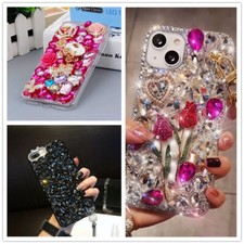 Fashion Women Lady Bling 3D Glitter Rose TPU Soft Back Phone Case Hand Strap