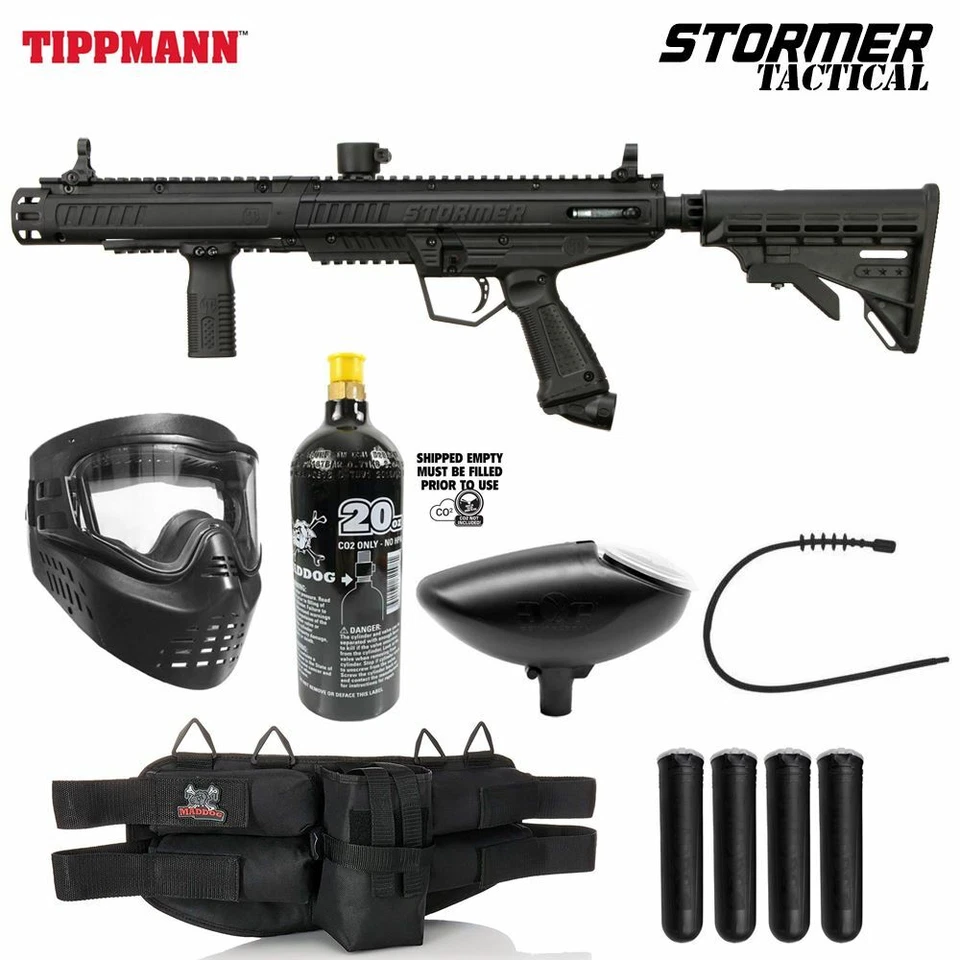 Maddog Tippmann Stormer Tactical Silver Paintball Gun Marker Starter Package