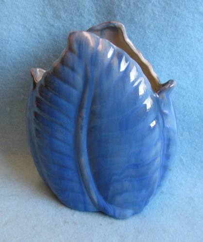 Vintage Stangl Terra Rose Blue Leaf Vase