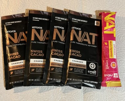 Pruvit Keto OS NAT Ketones Swiss Cacao /raspberry Lemonade Charged 5 Pack