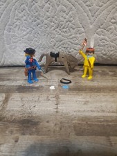 Playmobil Geobra Vintage 1974 Toy Lot Western Figures Horse Cowboy Indian